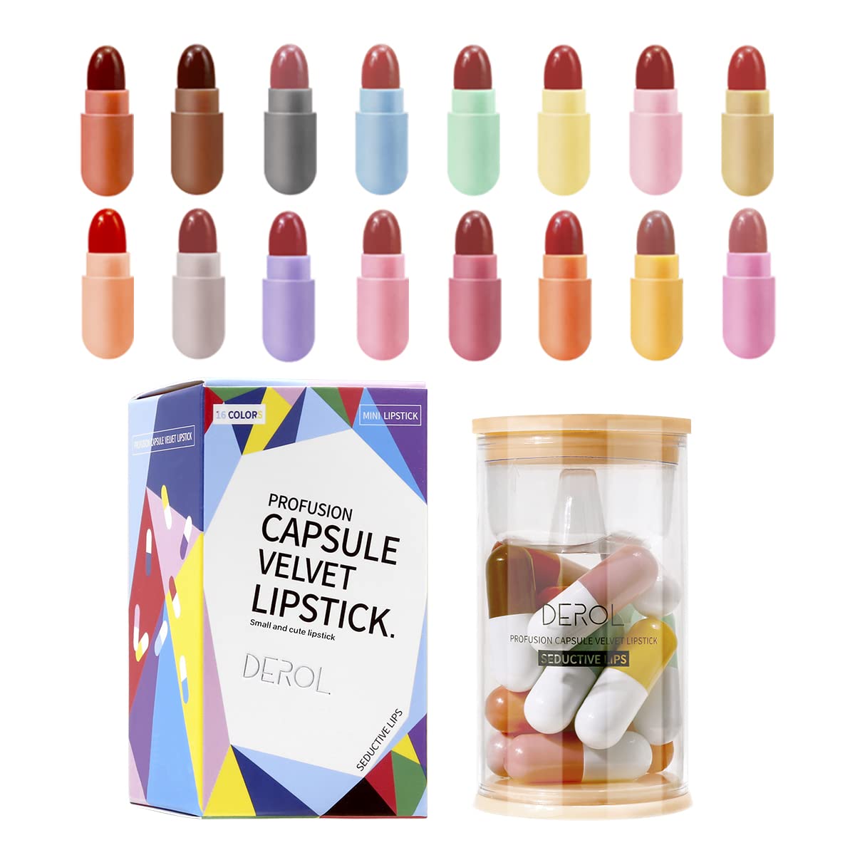 コスメ16点セット Amazon.com : W I N 16 Pcs Matte Lipstick Set,Cute Capsule Matte